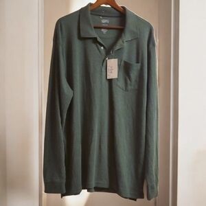 Croft & Barrow Shirt Mens Size XXL  Forest Green Long Sleeve Polo Office